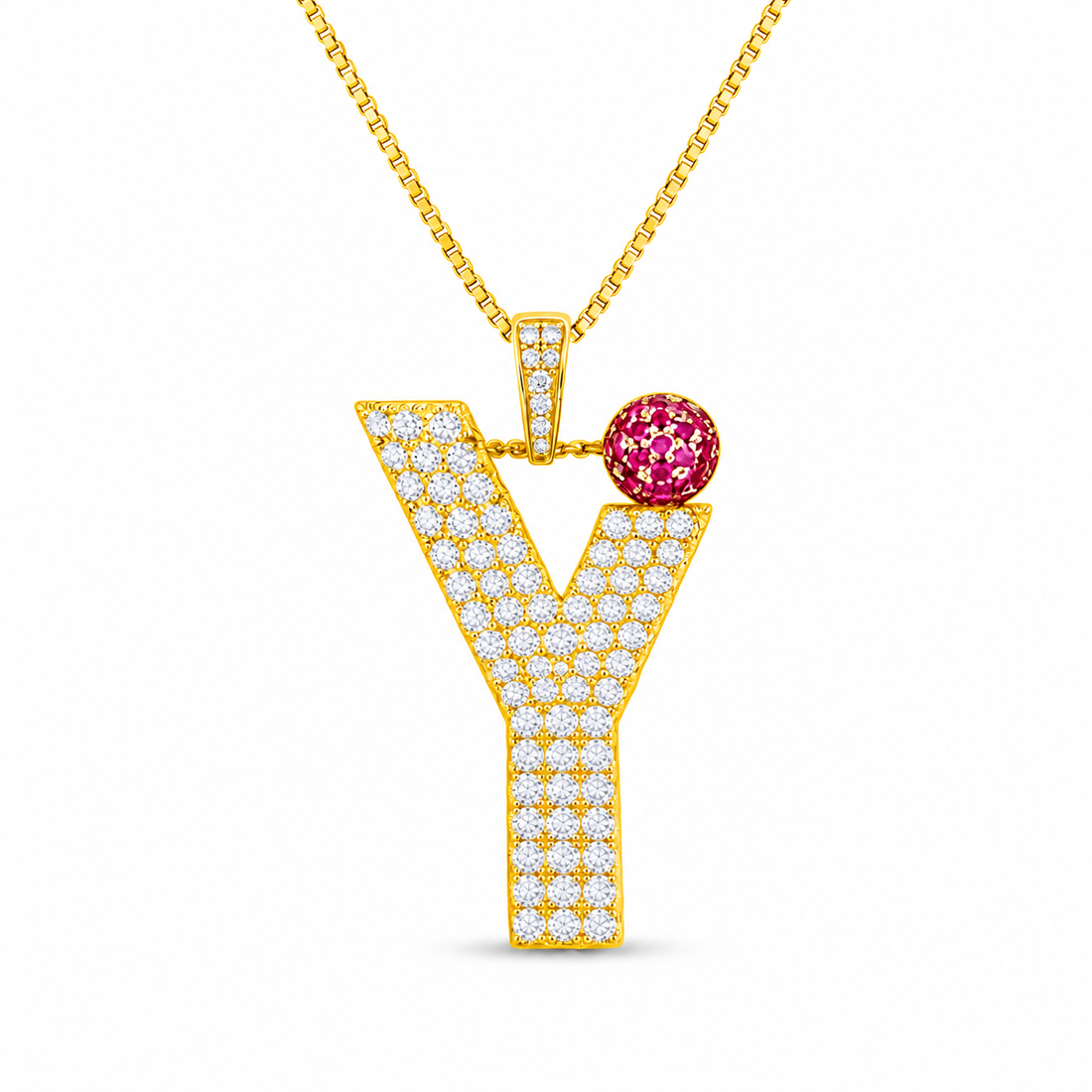 Y Letter Pendant with Ruby Ball
