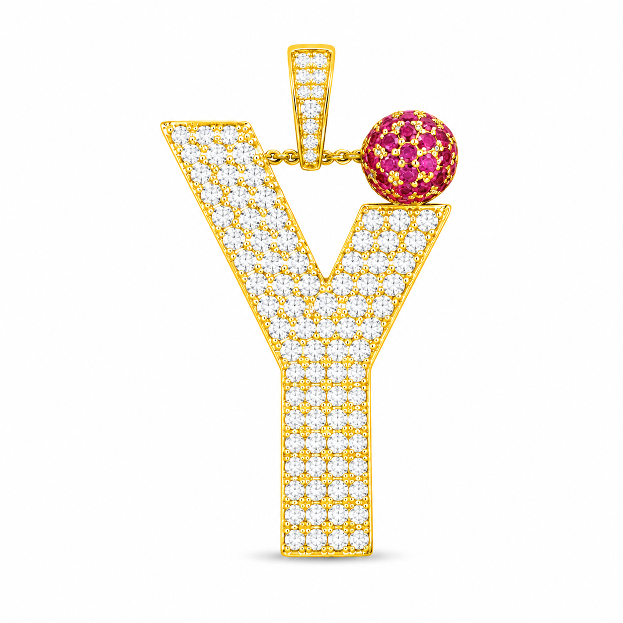 Y Letter Pendant with Ruby Ball
