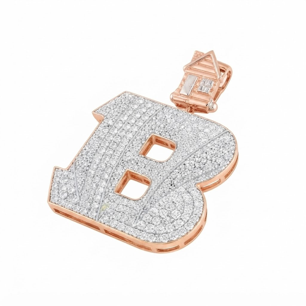 B Logo Diamond Pendant With House Bail