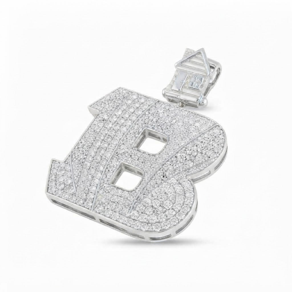 B Logo Diamond Pendant With House Bail