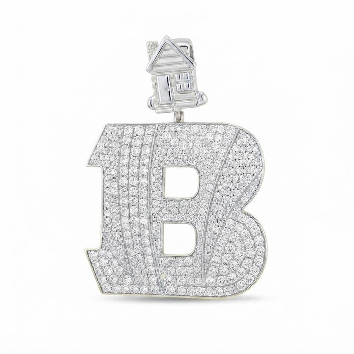 B Logo Diamond Pendant With House Bail