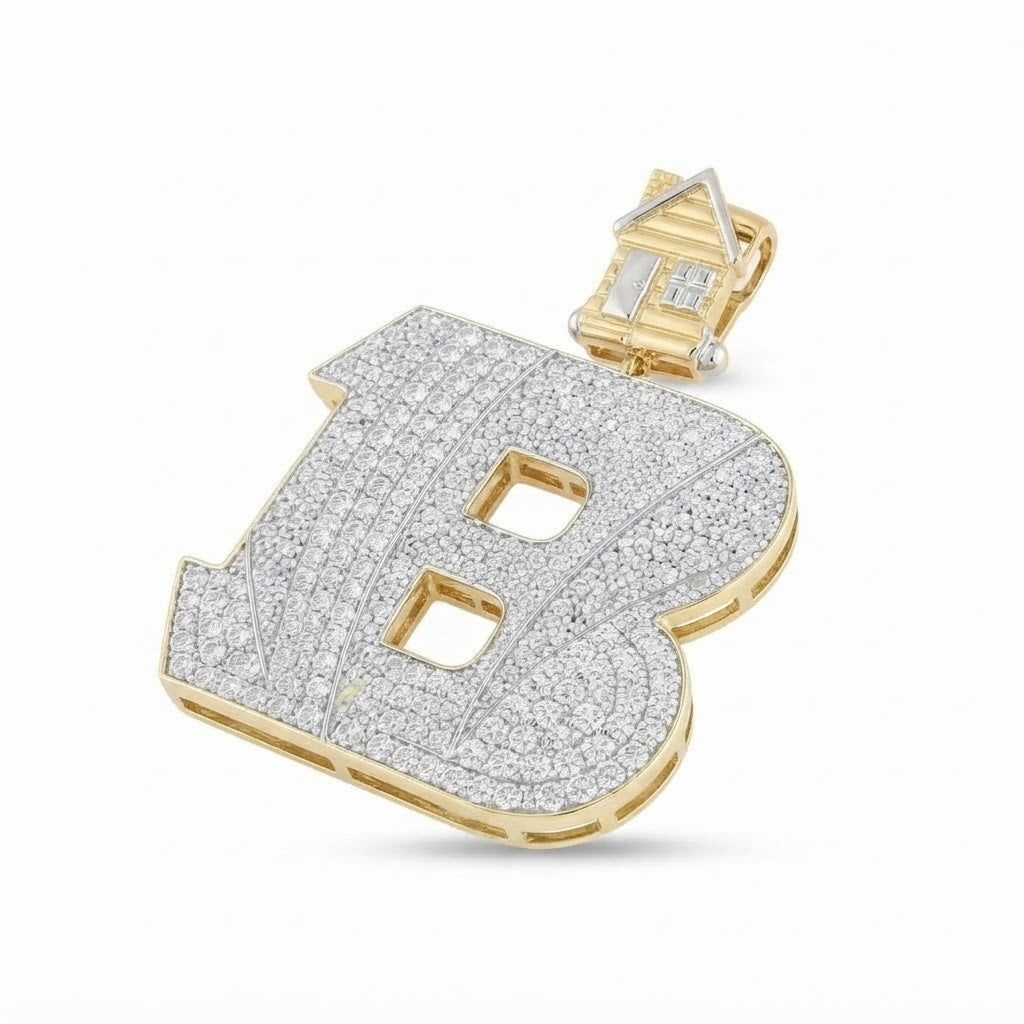 B Logo Diamond Pendant With House Bail
