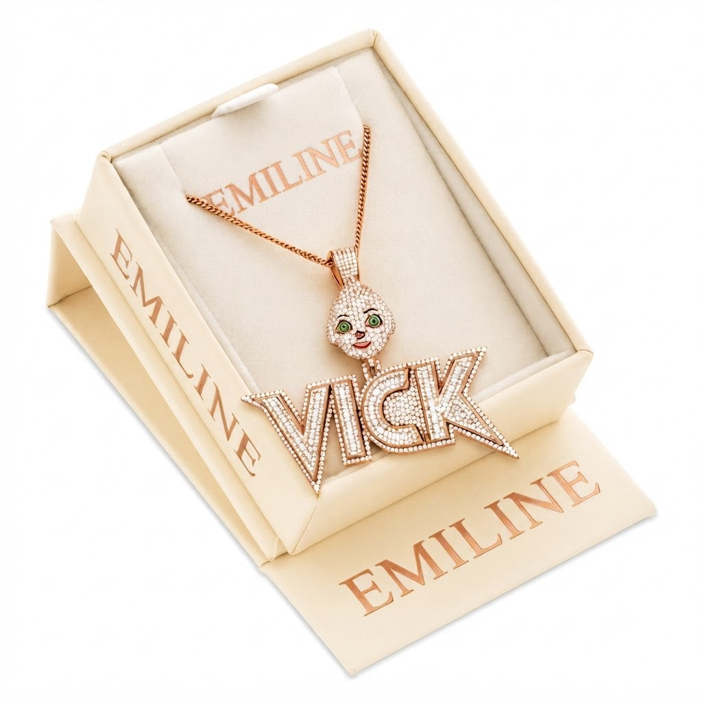 VICK Character Name Diamond Pendant