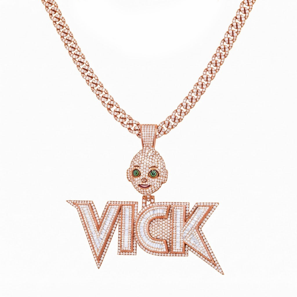 VICK Character Name Diamond Pendant