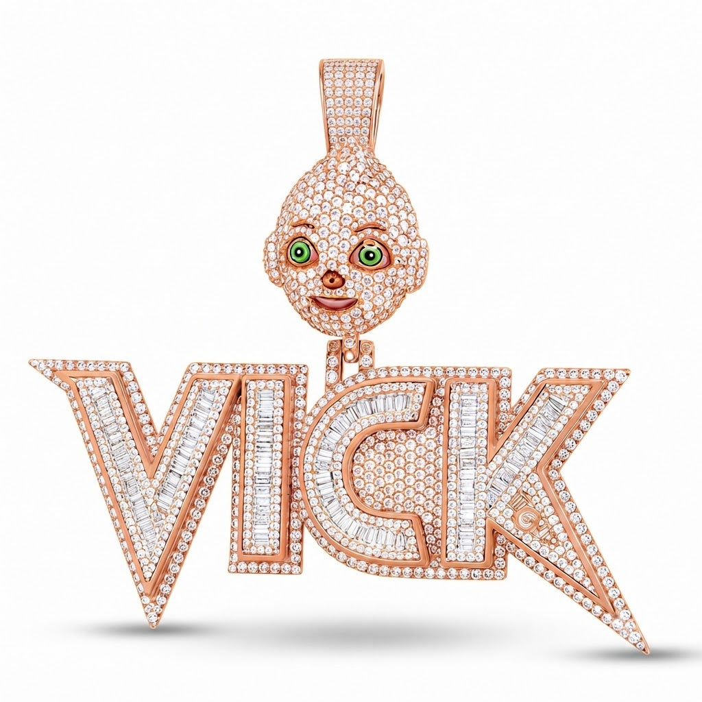 VICK Character Name Diamond Pendant