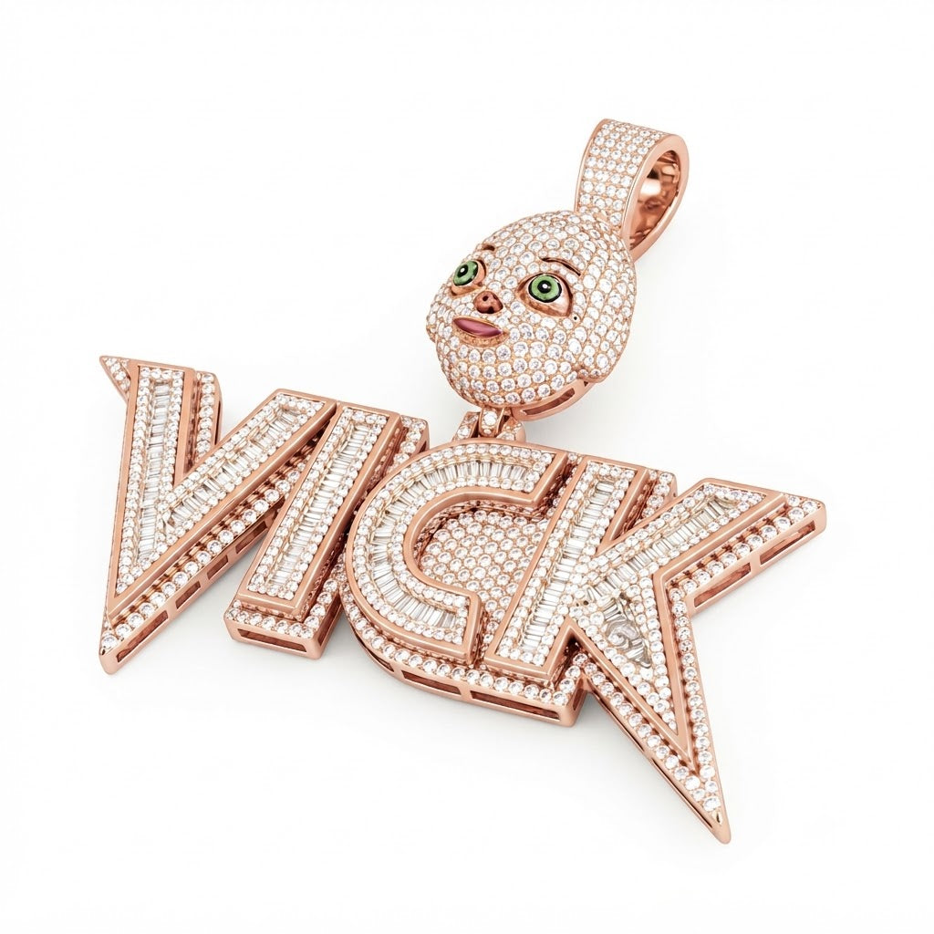 VICK Character Name Diamond Pendant