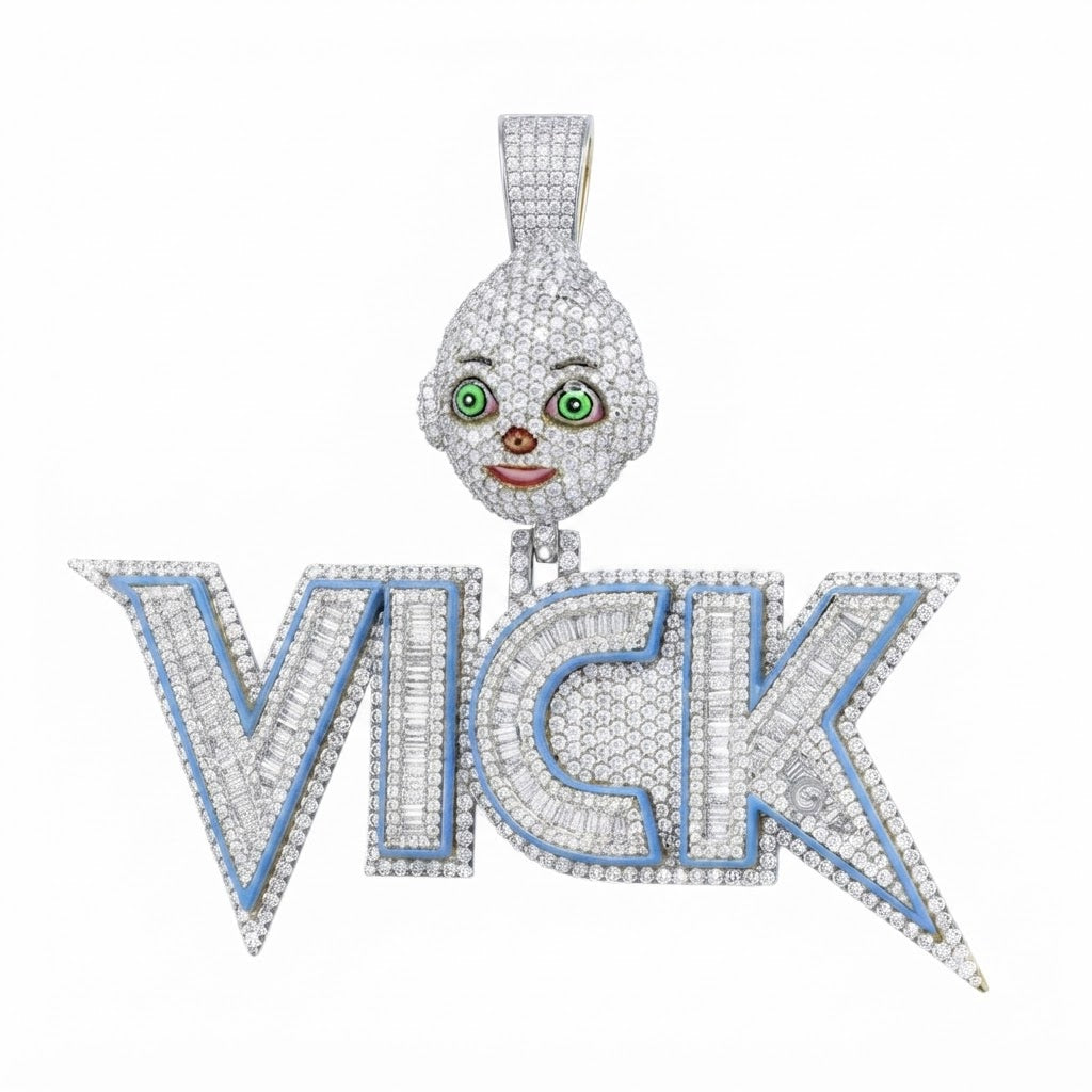 VICK Character Name Diamond Pendant