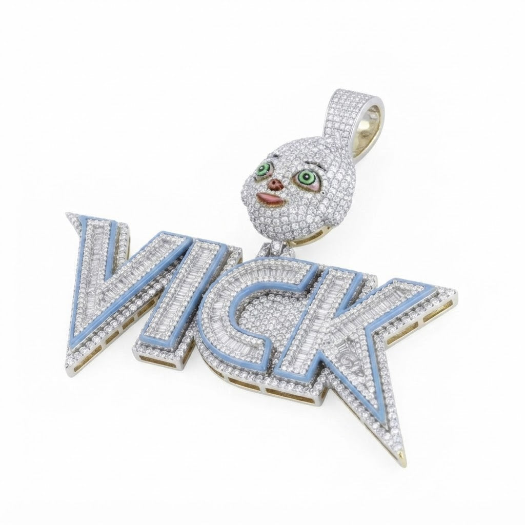 VICK Character Name Diamond Pendant