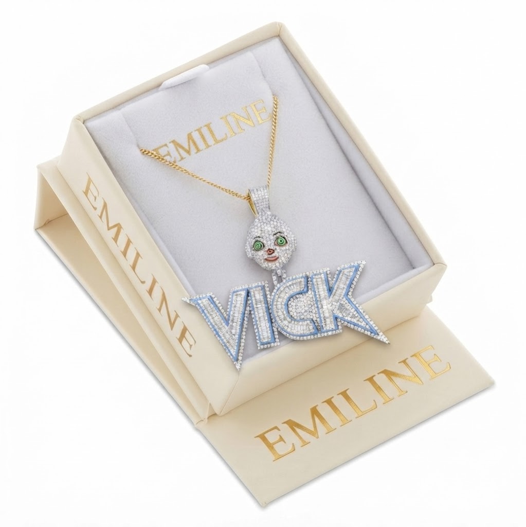 VICK Character Name Diamond Pendant