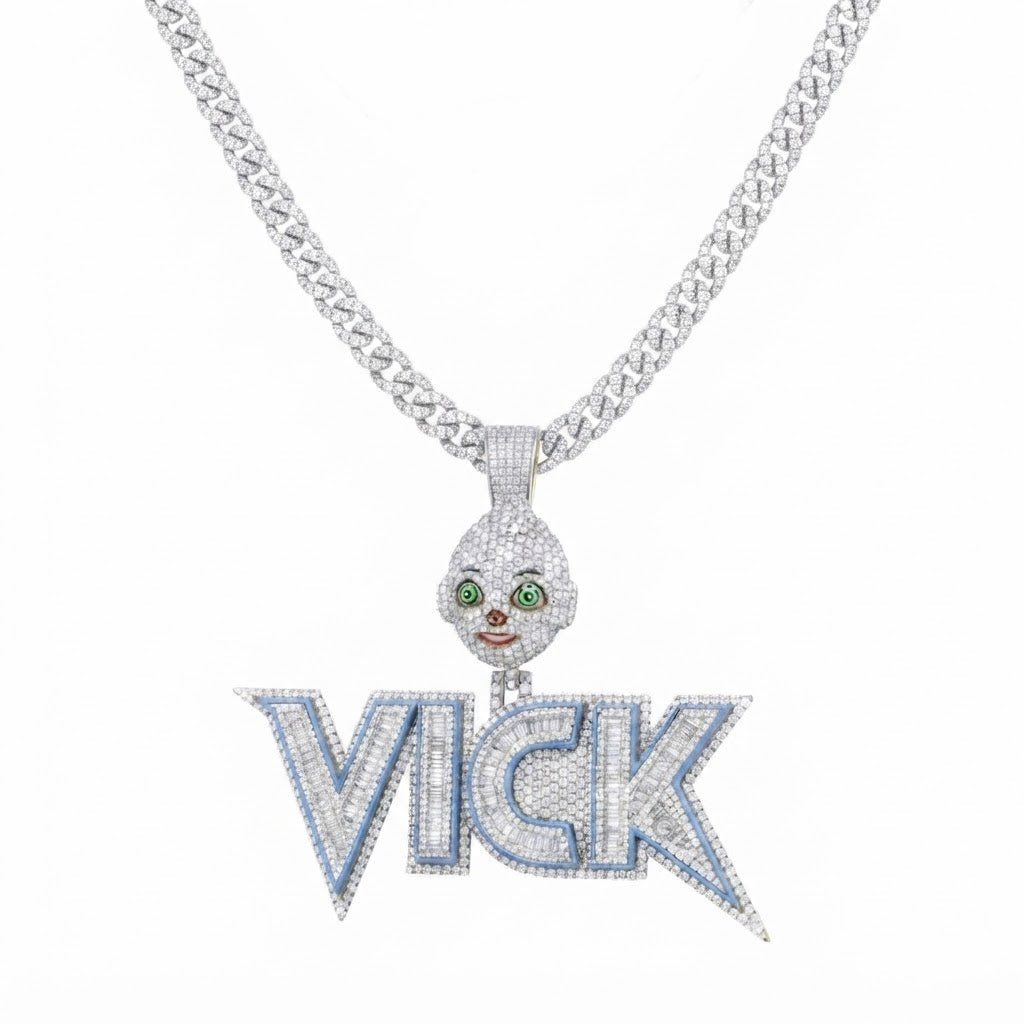 VICK Character Name Diamond Pendant