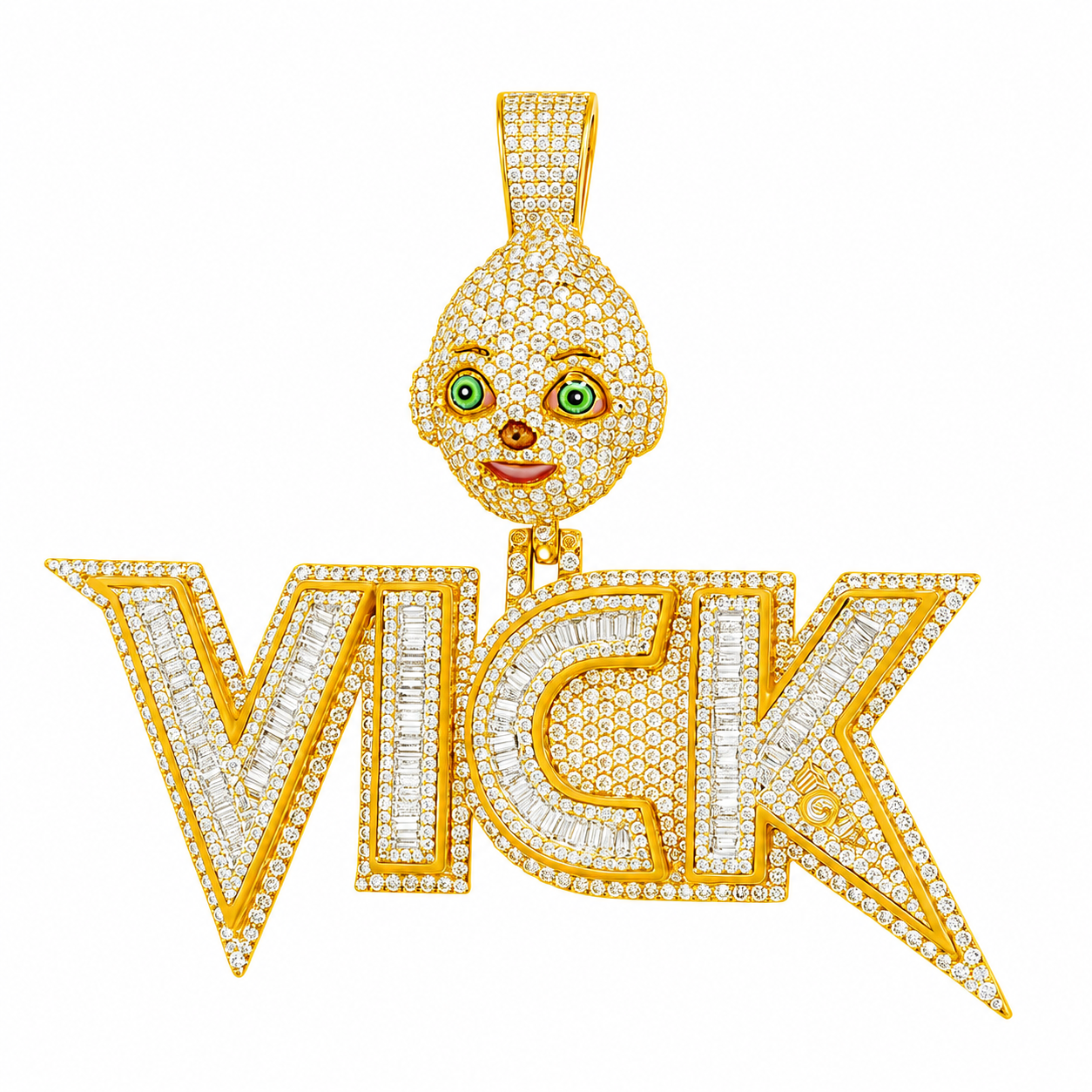 VICK Character Name Diamond Pendant