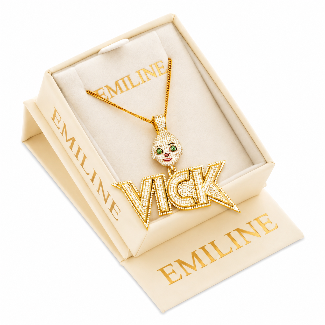 VICK Character Name Diamond Pendant
