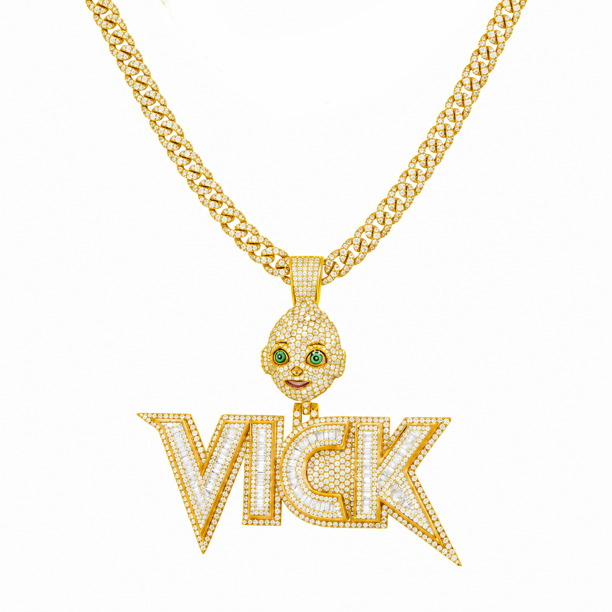 VICK Character Name Diamond Pendant