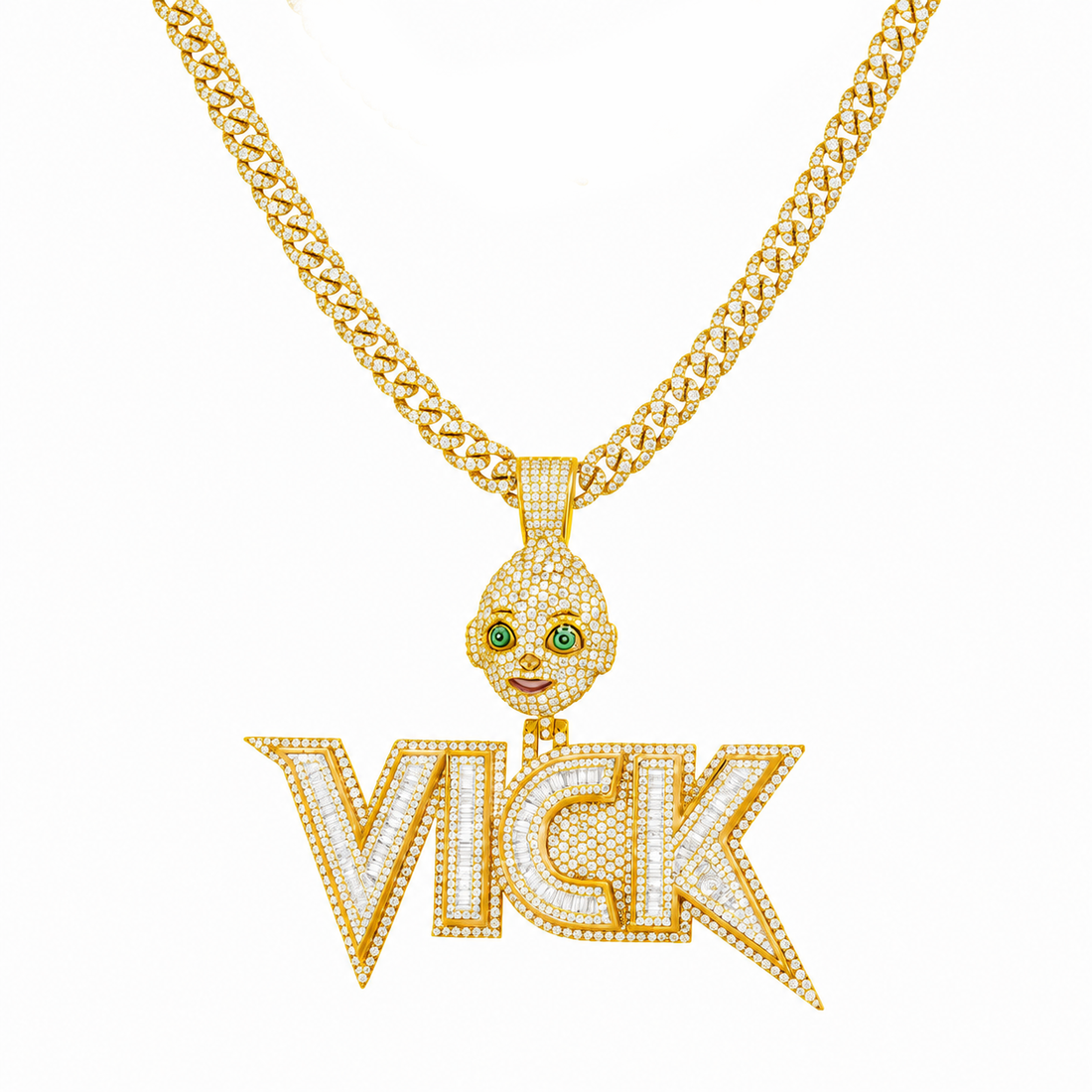 VICK Character Name Diamond Pendant