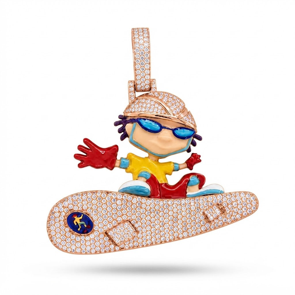Cartoon Skater on Skateboard Pendant