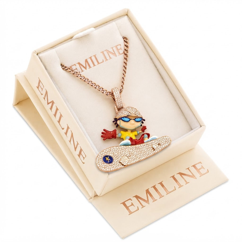 Cartoon Skater on Skateboard Pendant