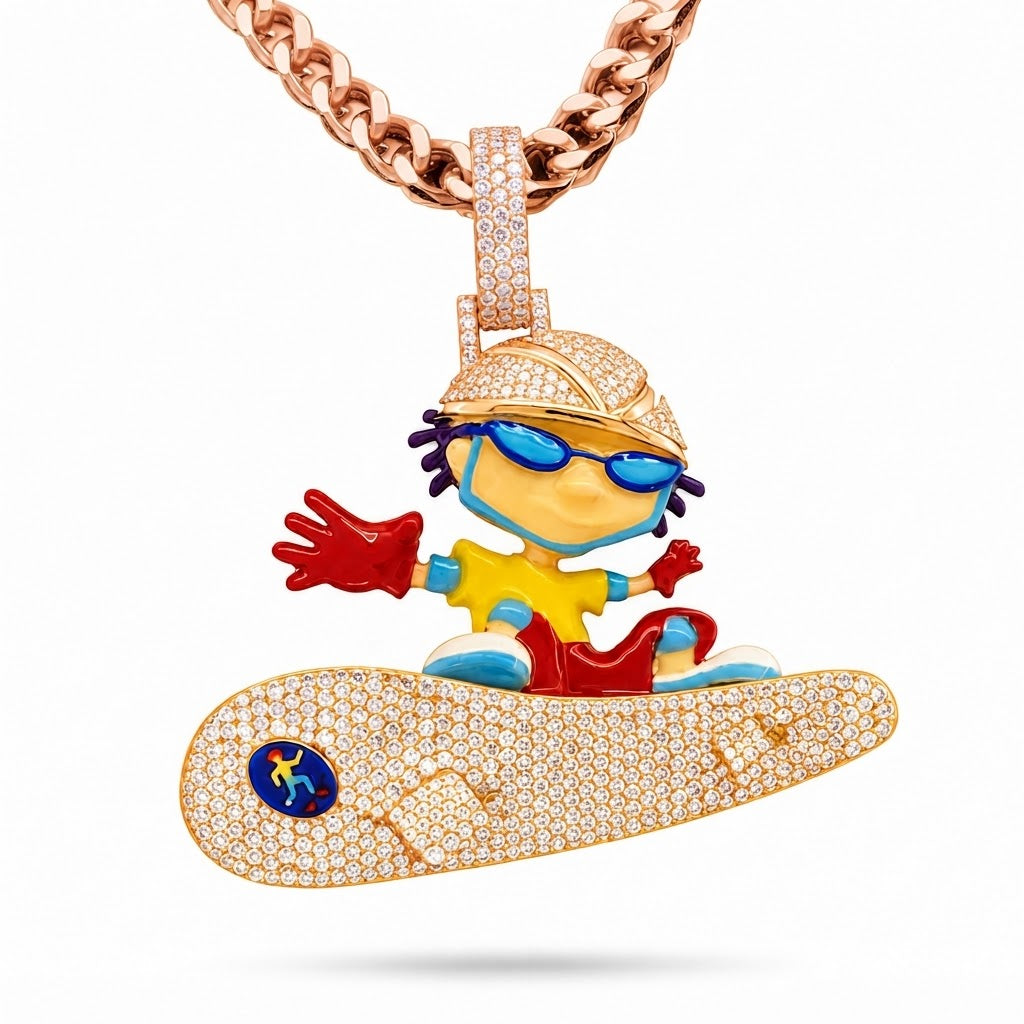 Cartoon Skater on Skateboard Pendant