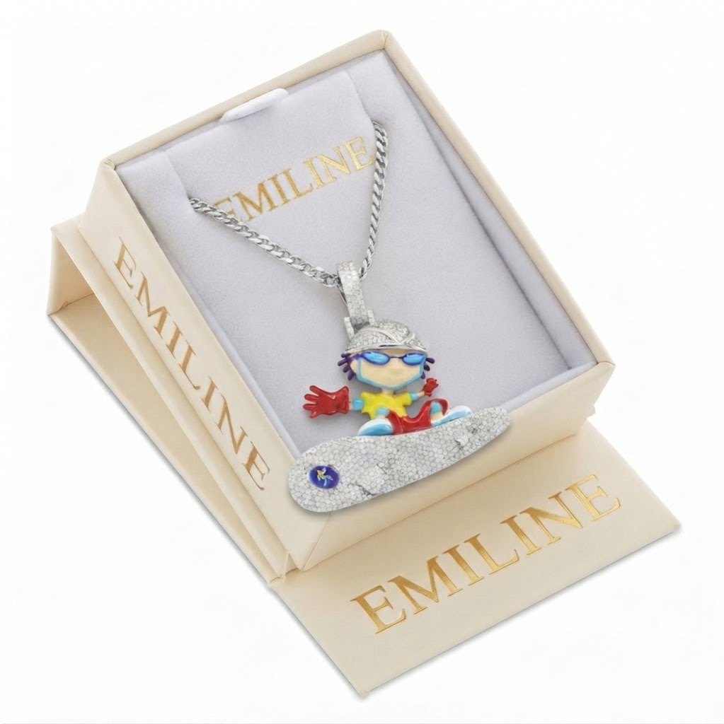 Cartoon Skater on Skateboard Pendant