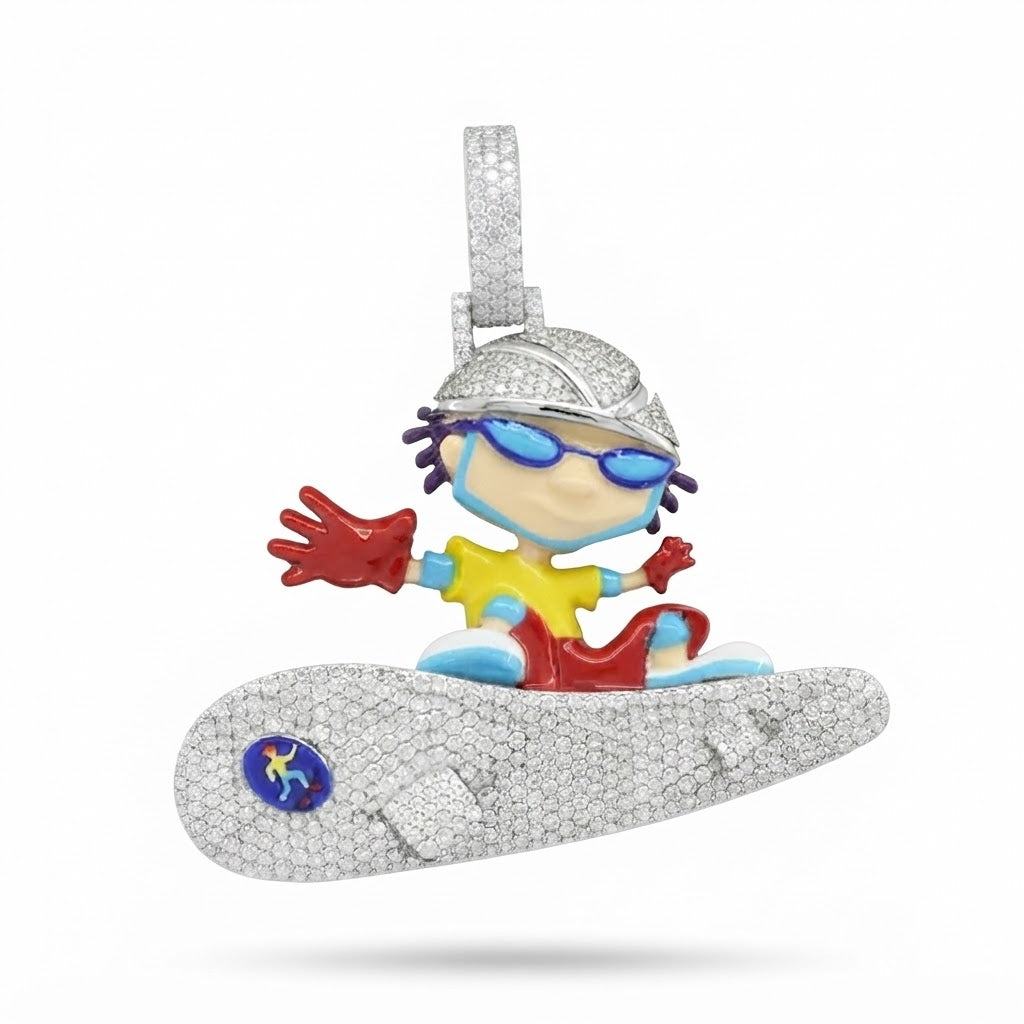 Cartoon Skater on Skateboard Pendant