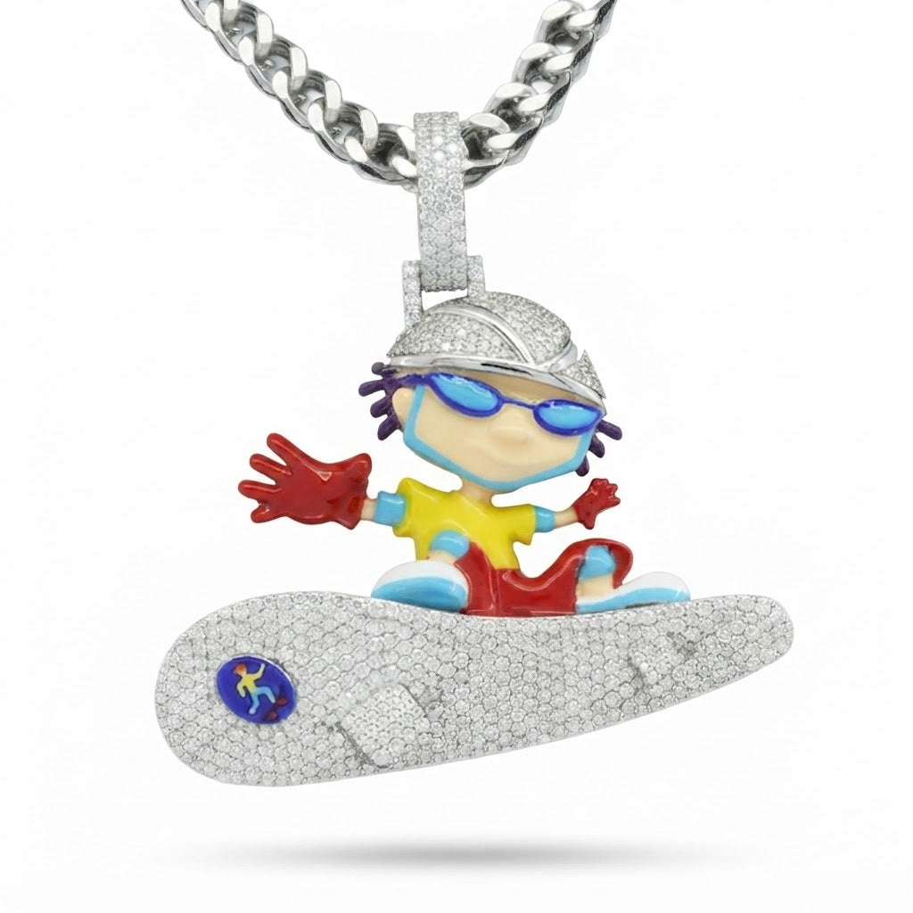 Cartoon Skater on Skateboard Pendant