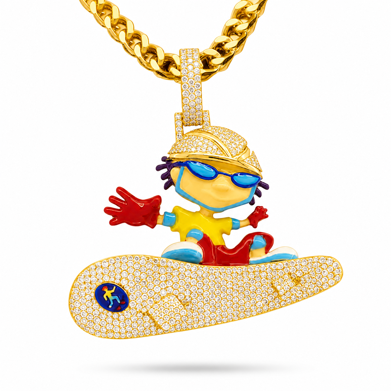 Cartoon Skater on Skateboard Pendant