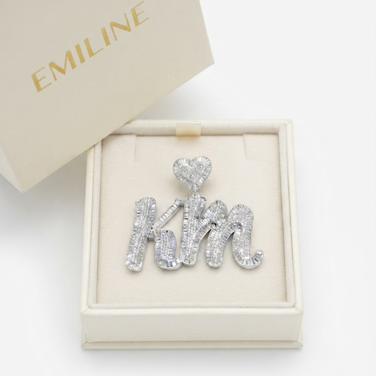 "KM" Custom Diamond Pendant With Heart