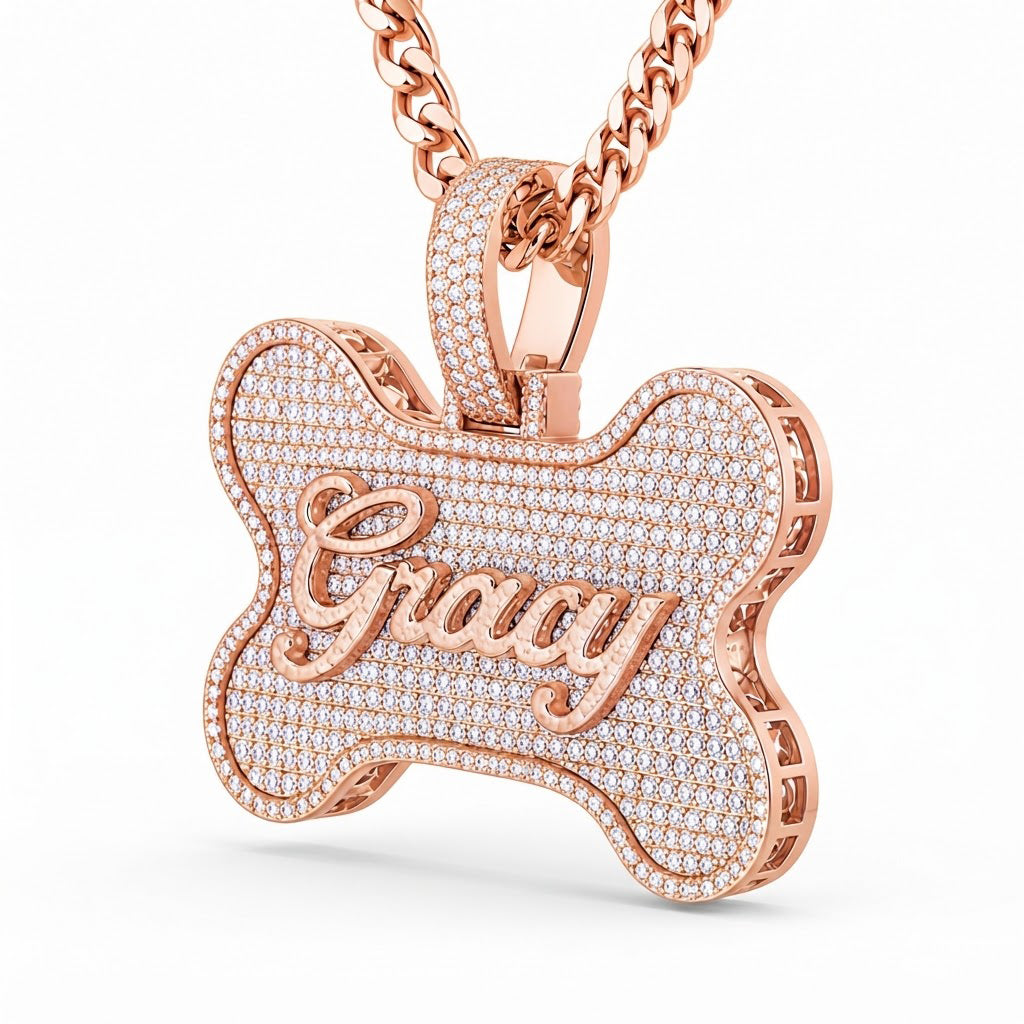 Bone Nameplate Diamond Pendant