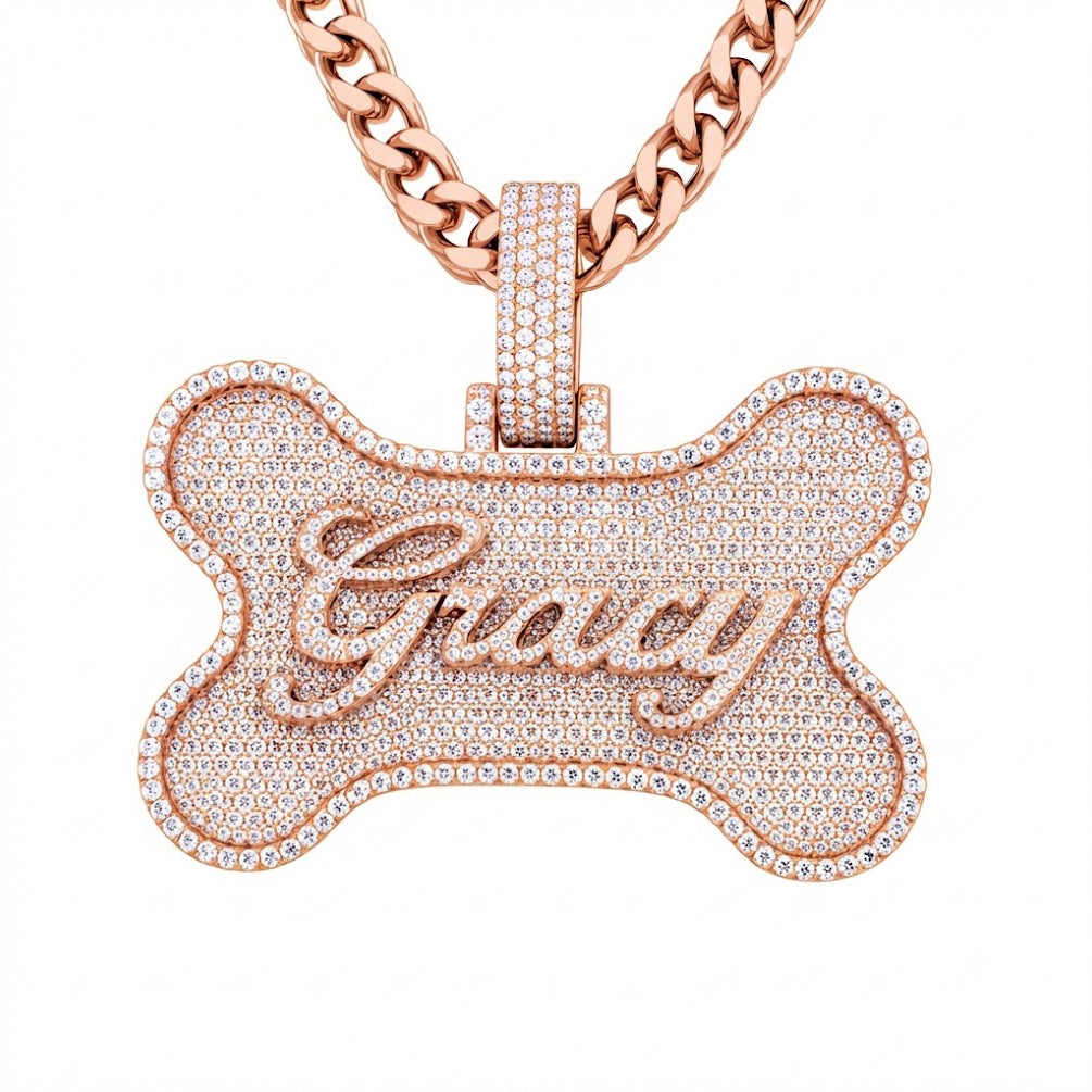 Bone Nameplate Diamond Pendant