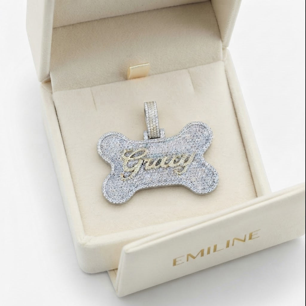 Bone Nameplate Diamond Pendant