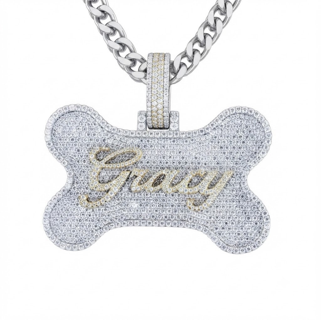 Bone Nameplate Diamond Pendant