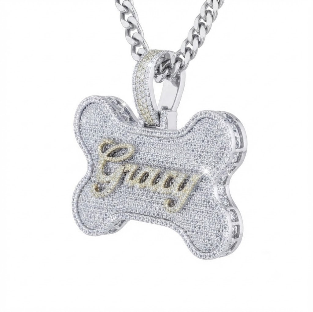 Bone Nameplate Diamond Pendant
