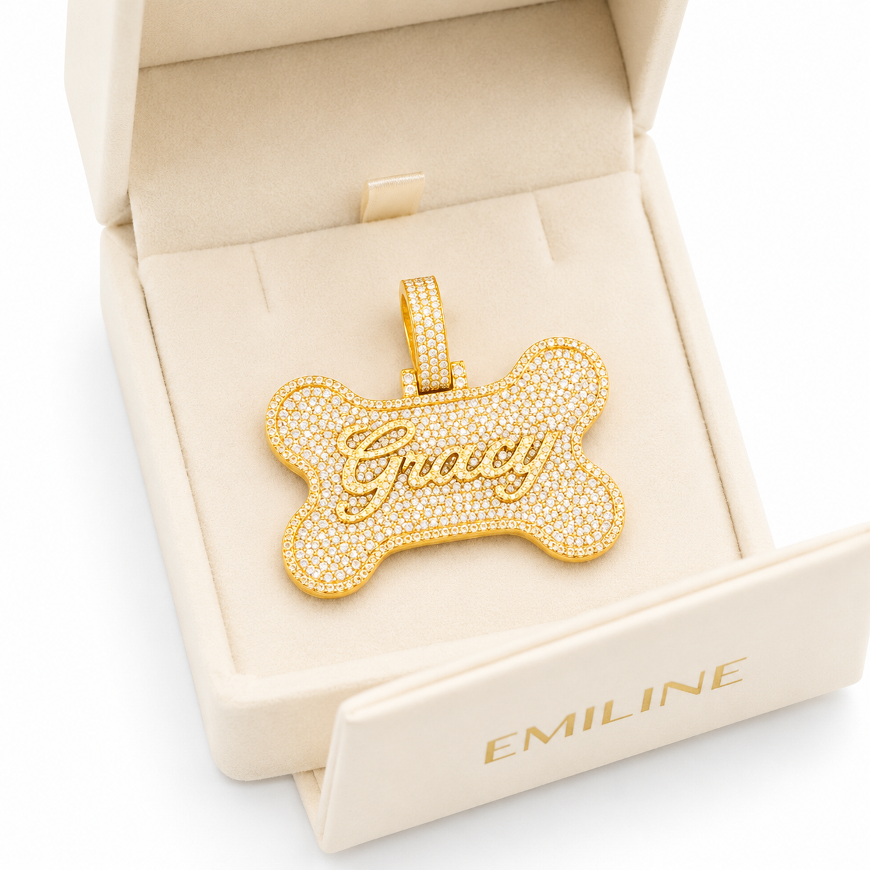 Bone Nameplate Diamond Pendant