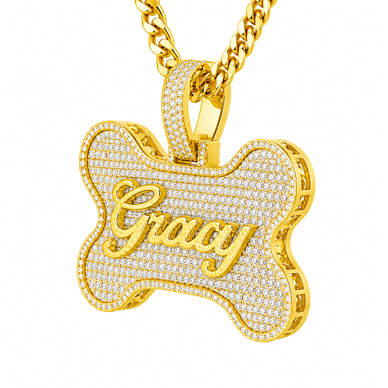 Bone Nameplate Diamond Pendant
