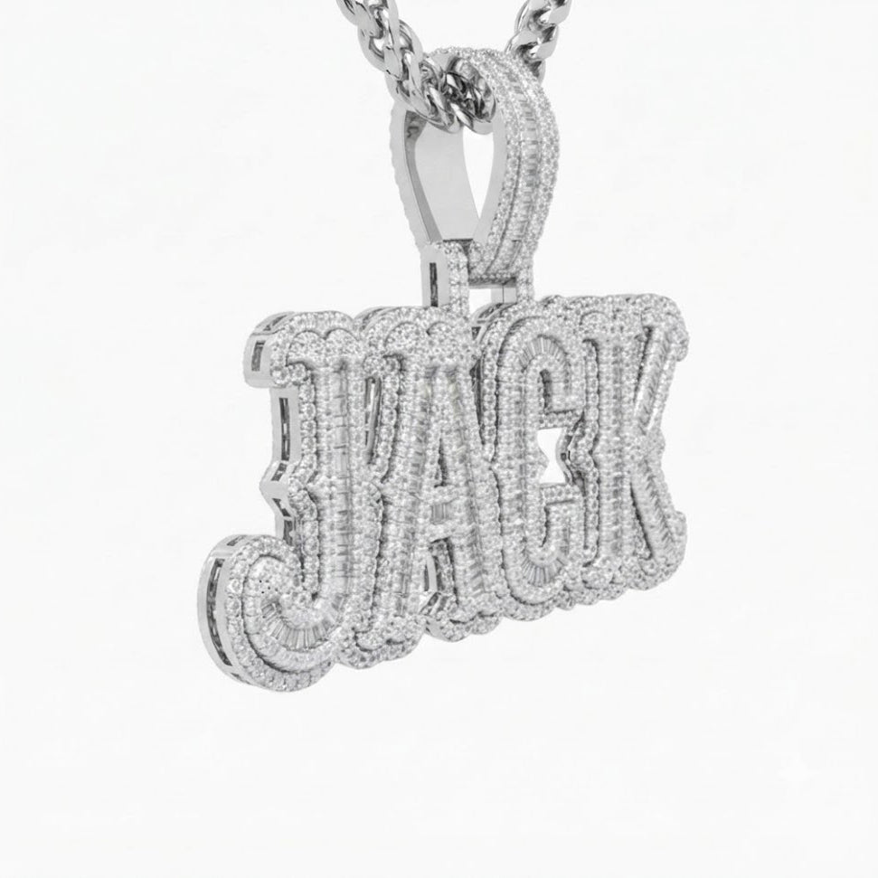 JHACK Script Letter Diamond Pendant
