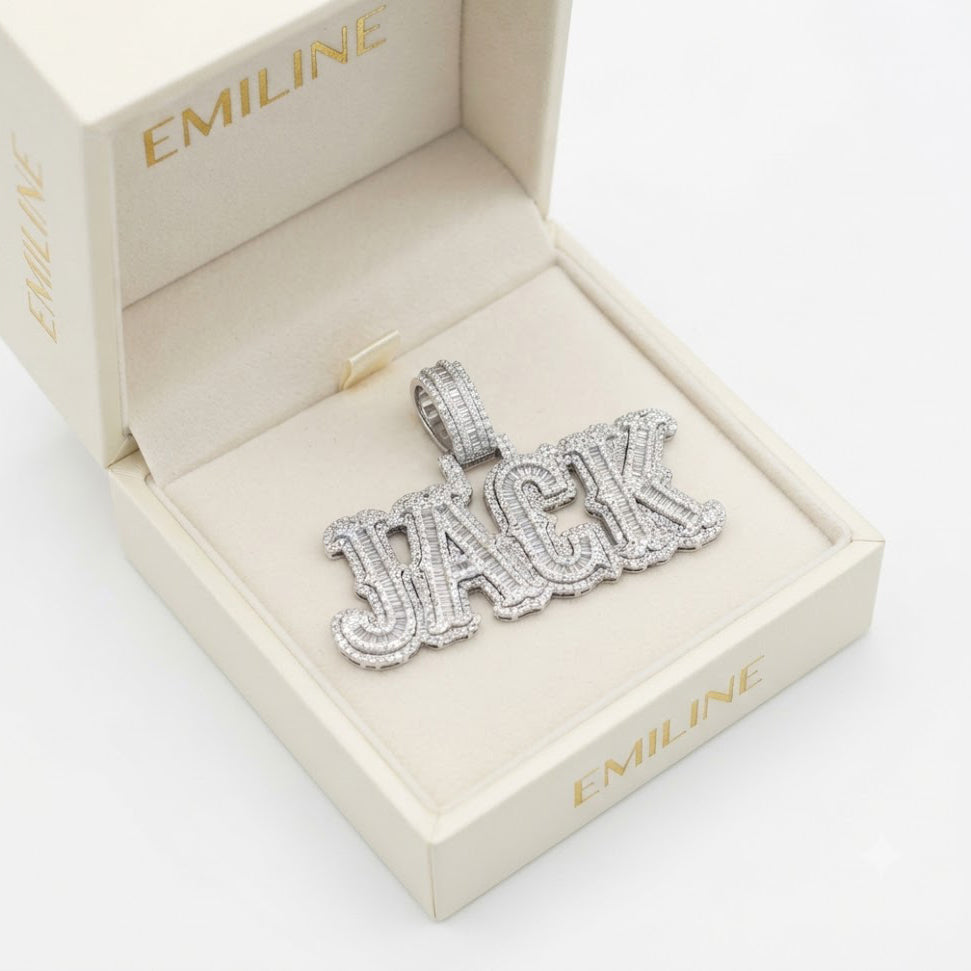 JHACK Script Letter Diamond Pendant