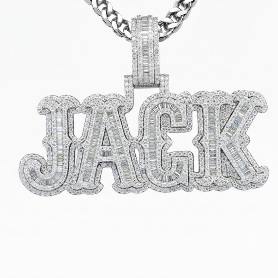 JHACK Script Letter Diamond Pendant