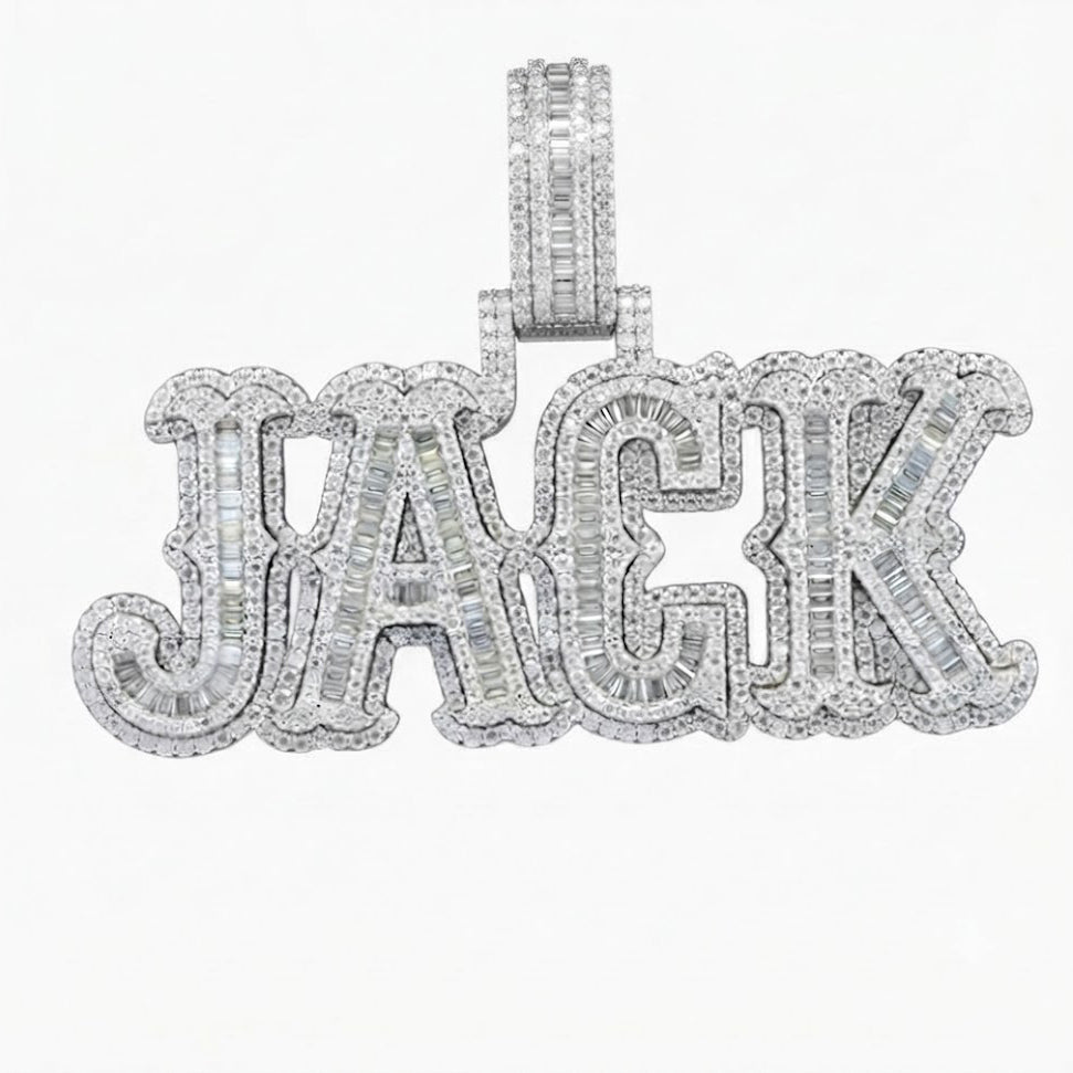 JHACK Script Letter Diamond Pendant