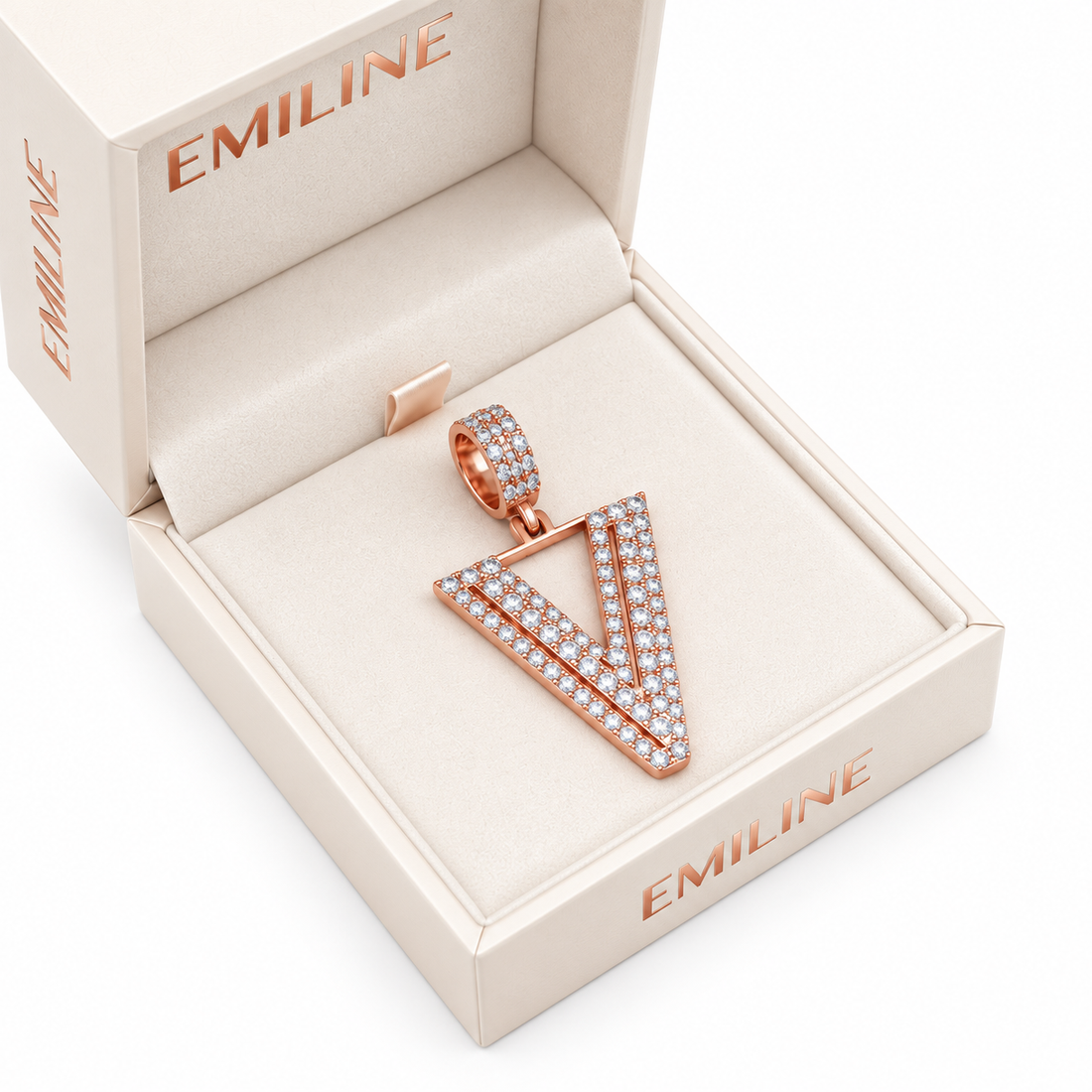 V Letter Diamond Pendant