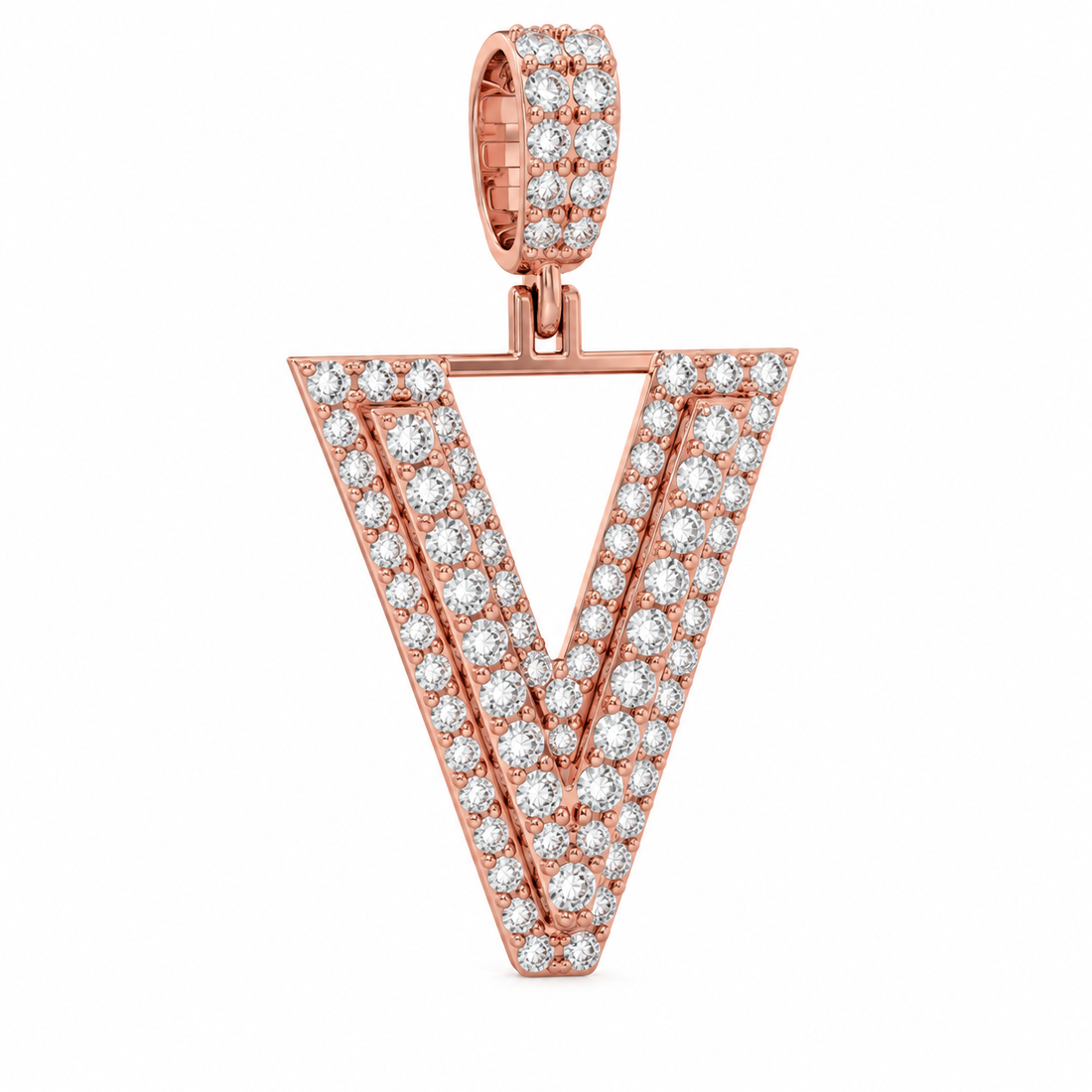 V Letter Diamond Pendant