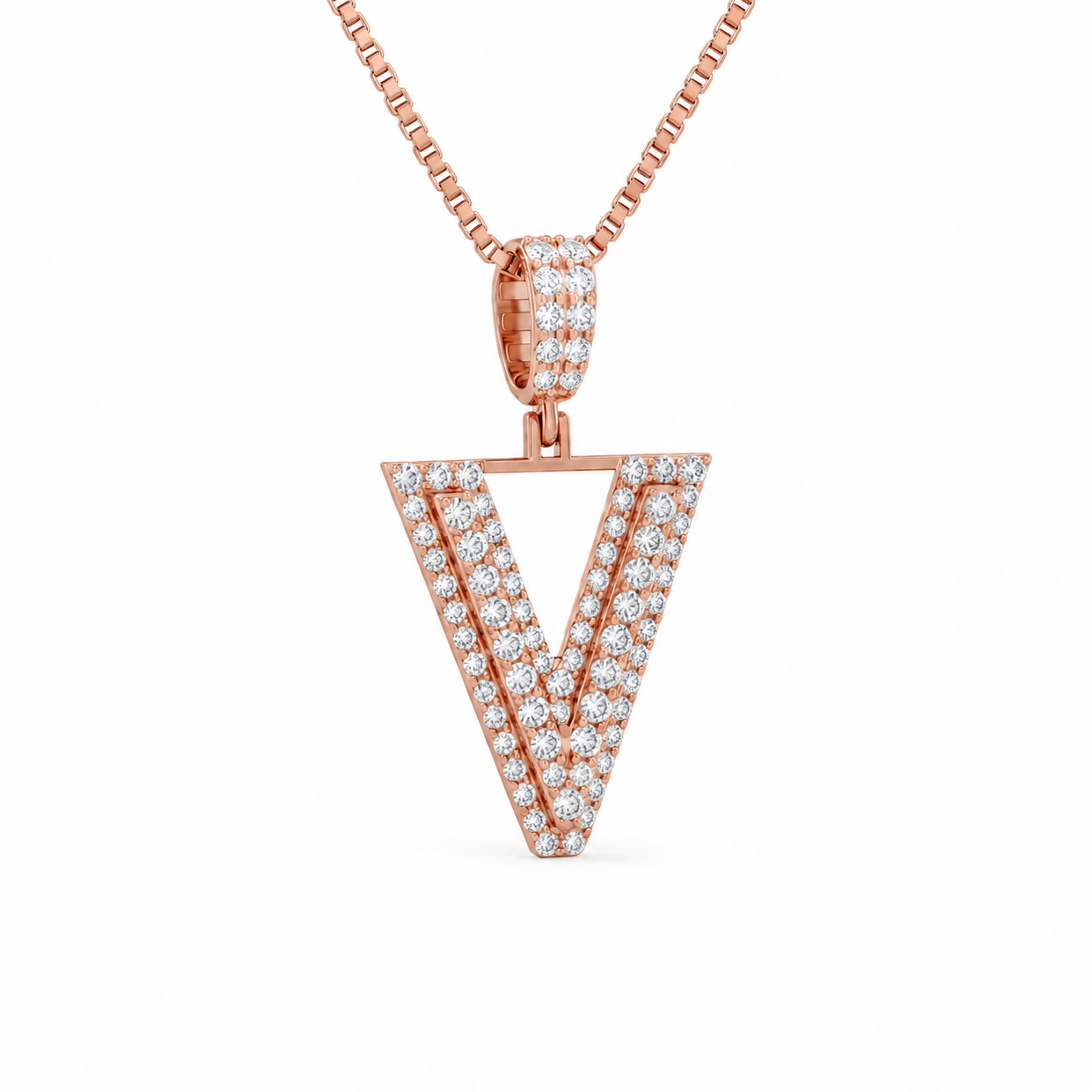 V Letter Diamond Pendant