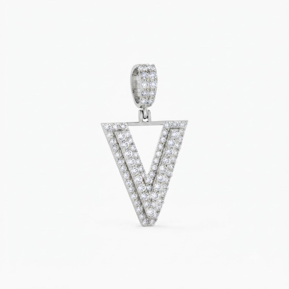 V Letter Diamond Pendant