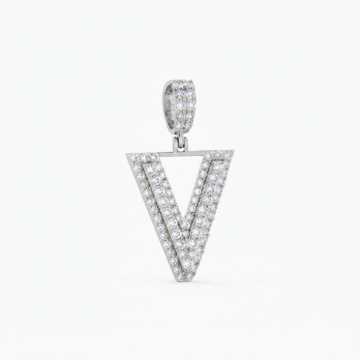V Letter Diamond Pendant