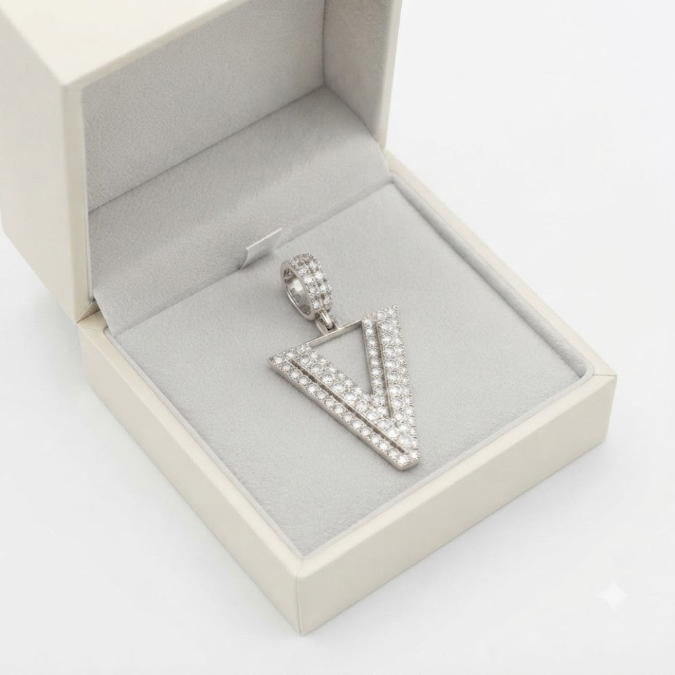 V Letter Diamond Pendant