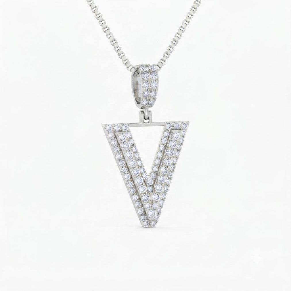 V Letter Diamond Pendant