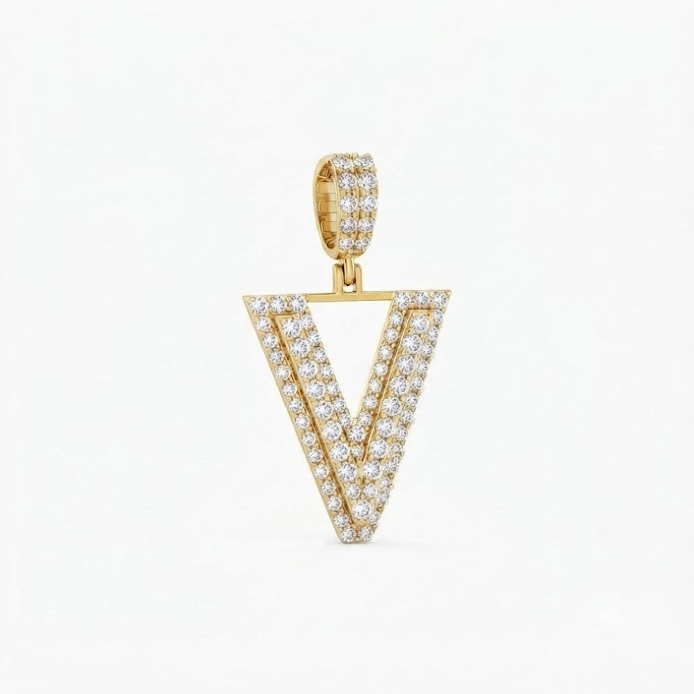 V Letter Diamond Pendant
