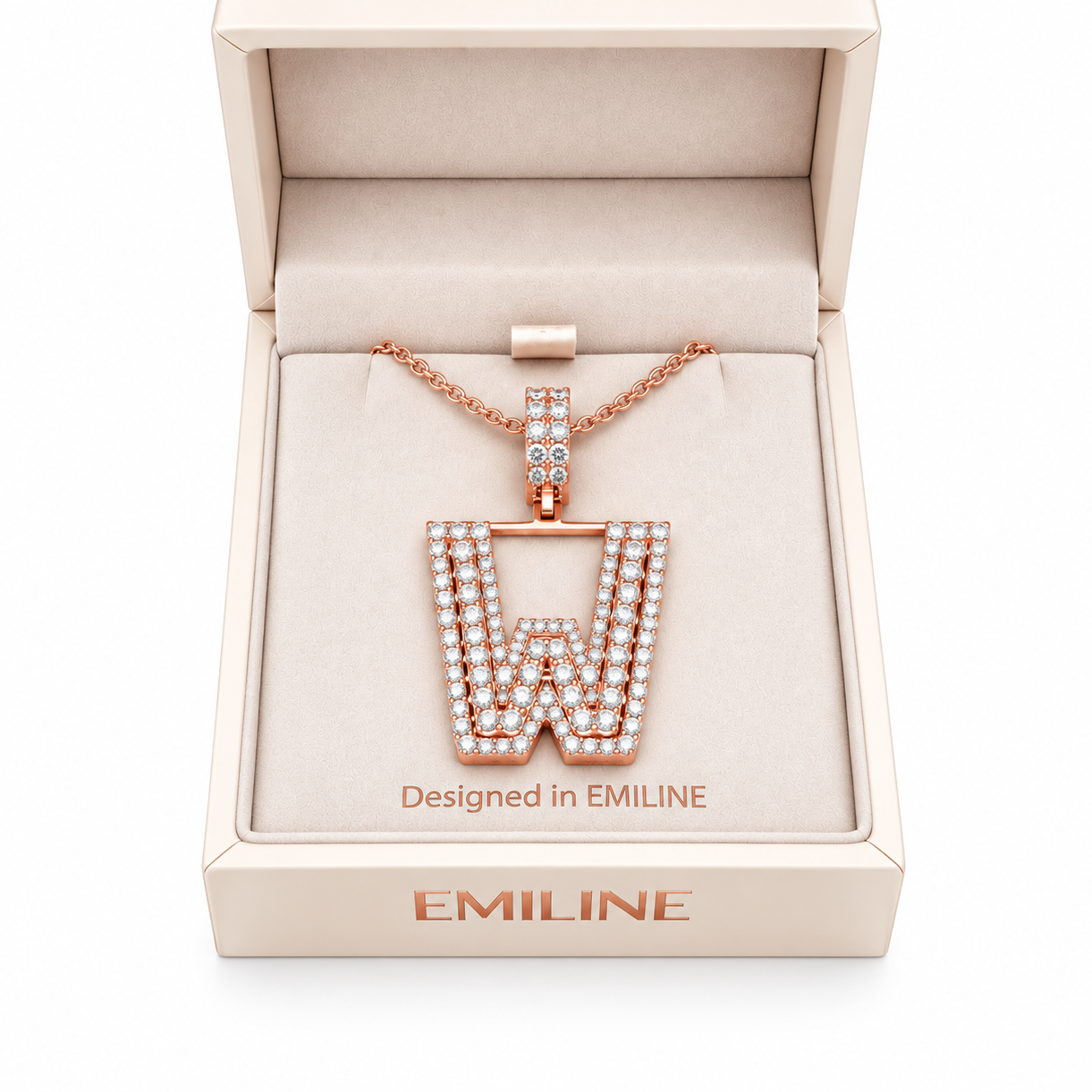 W Letter Diamond Pendant