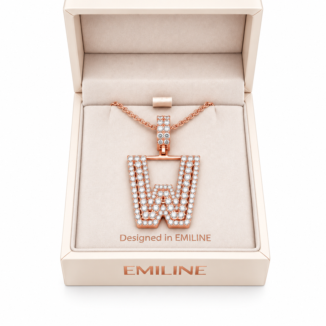 W Letter Diamond Pendant