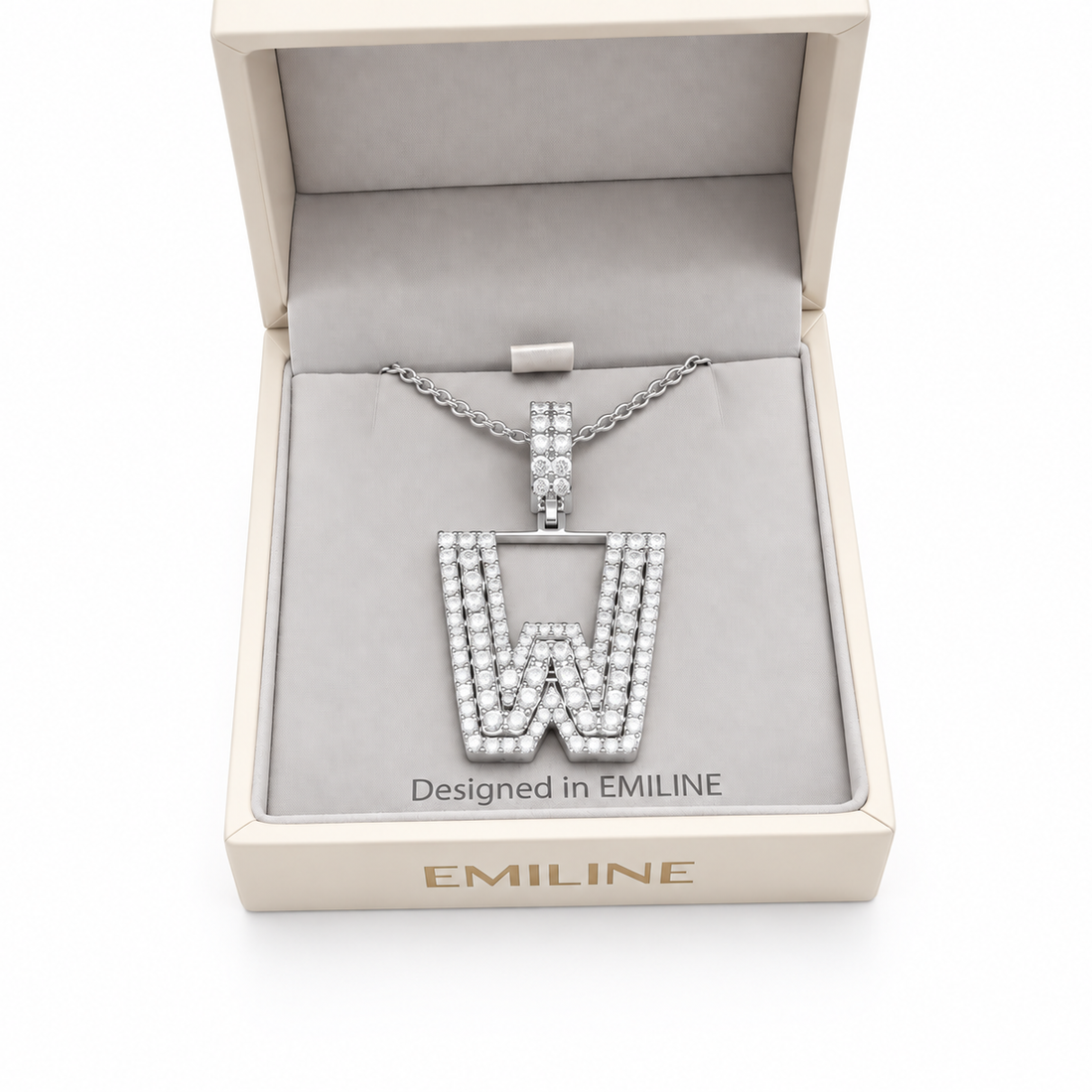 W Letter Diamond Pendant