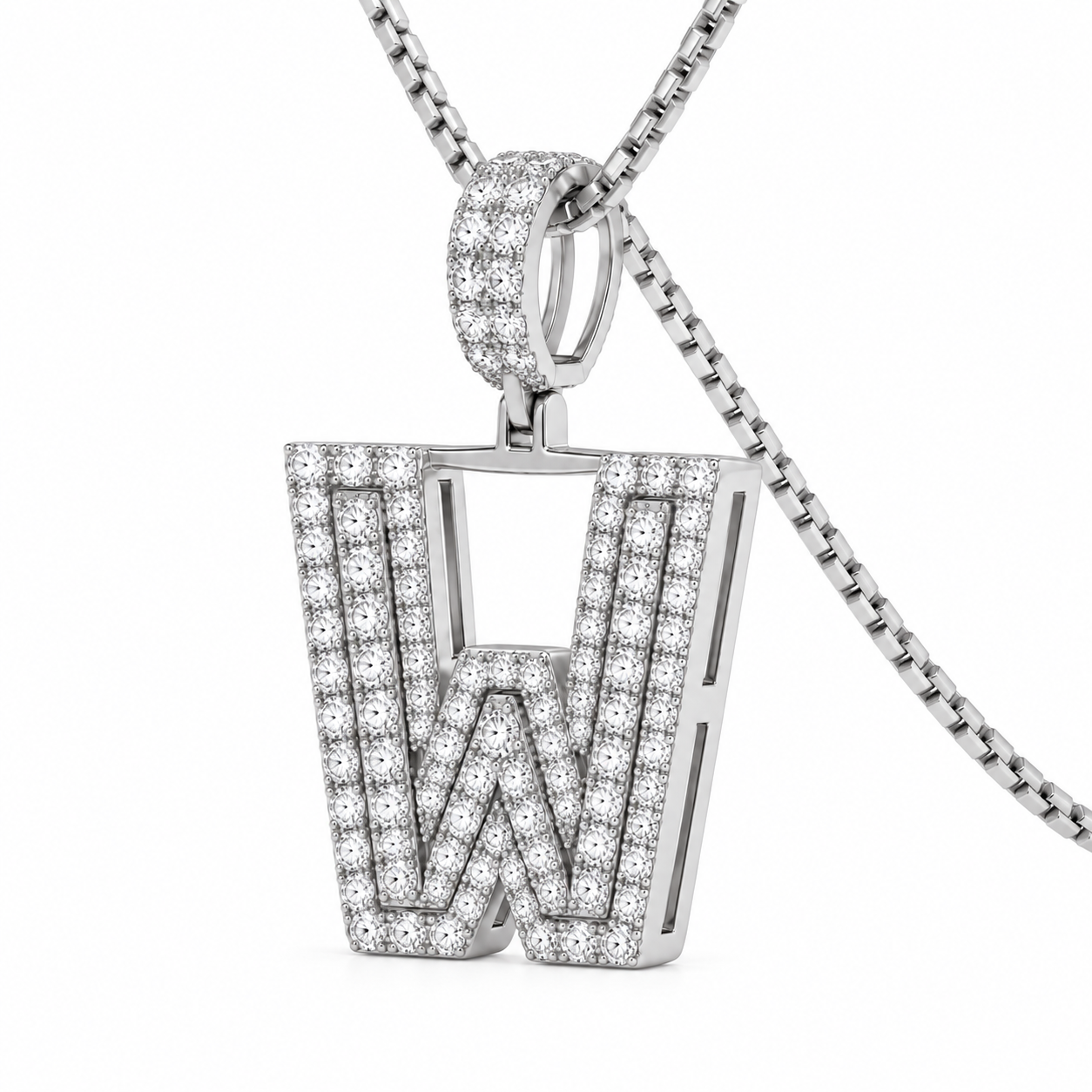 W Letter Diamond Pendant