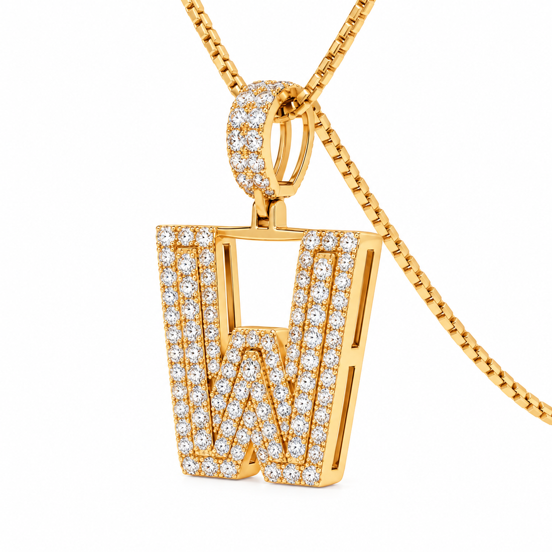 W Letter Diamond Pendant